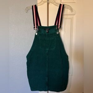 Forever 21 Forest Green Corduroy Overalls Dress Size Large